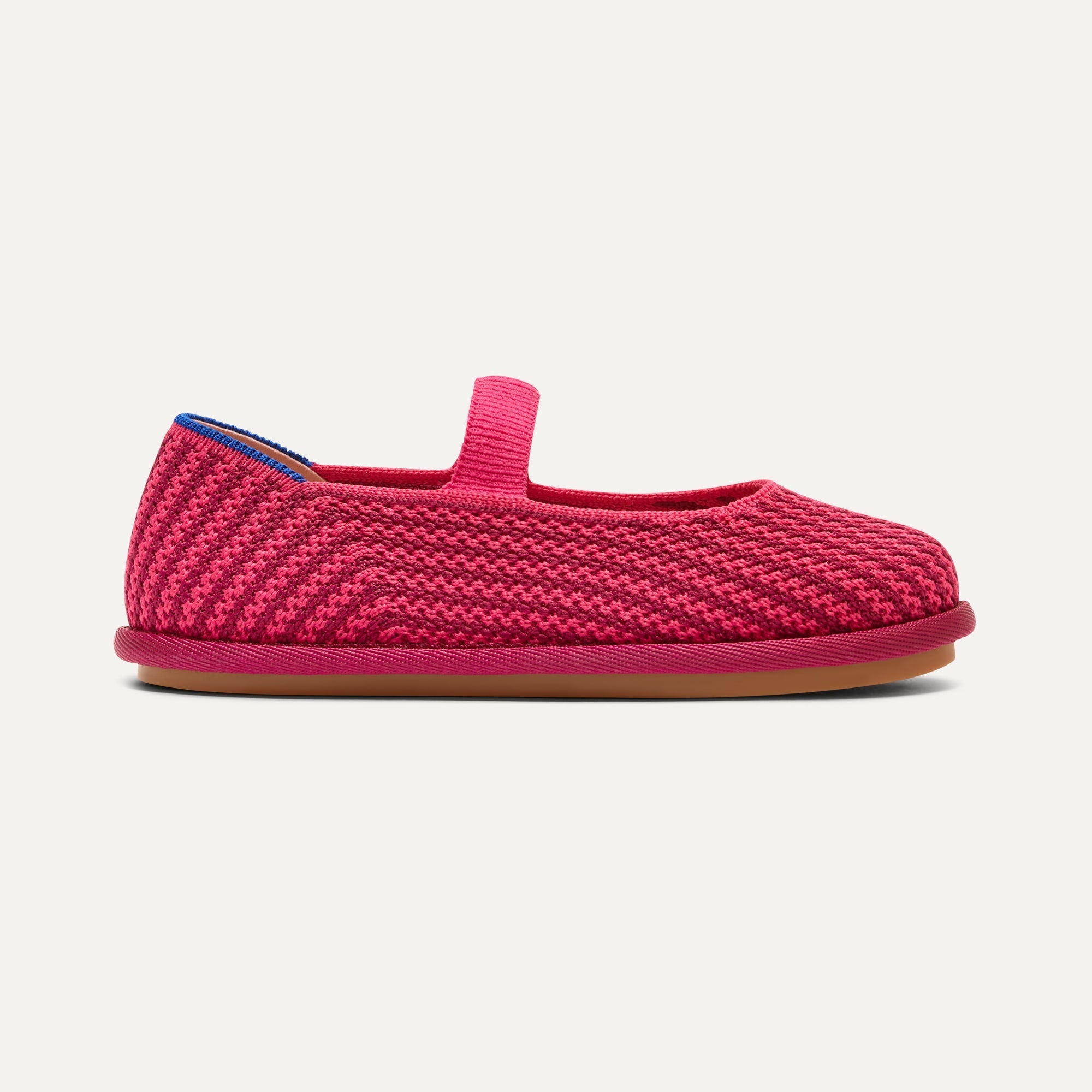 side | The Mini Mary Jane in Raspberry Stripe shown from the side.