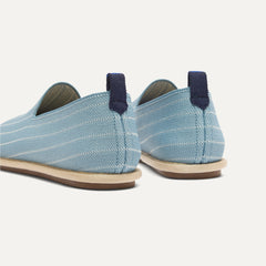 Close up of the heel of The Men's Cruiser Loafer in Tidal Stripe.