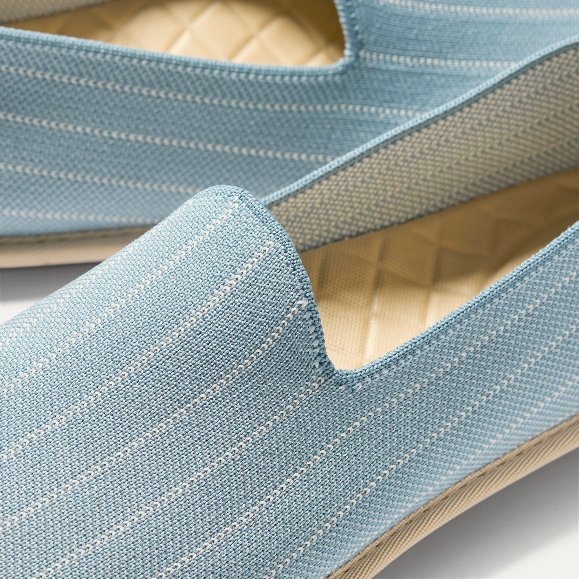 Close up of the toe and vamp of The Men's Cruiser Loafer in Tidal Stripe. 
