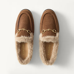 PDP | The Après Loafer Mule in ReVelvet Cinnamon shown from the top.