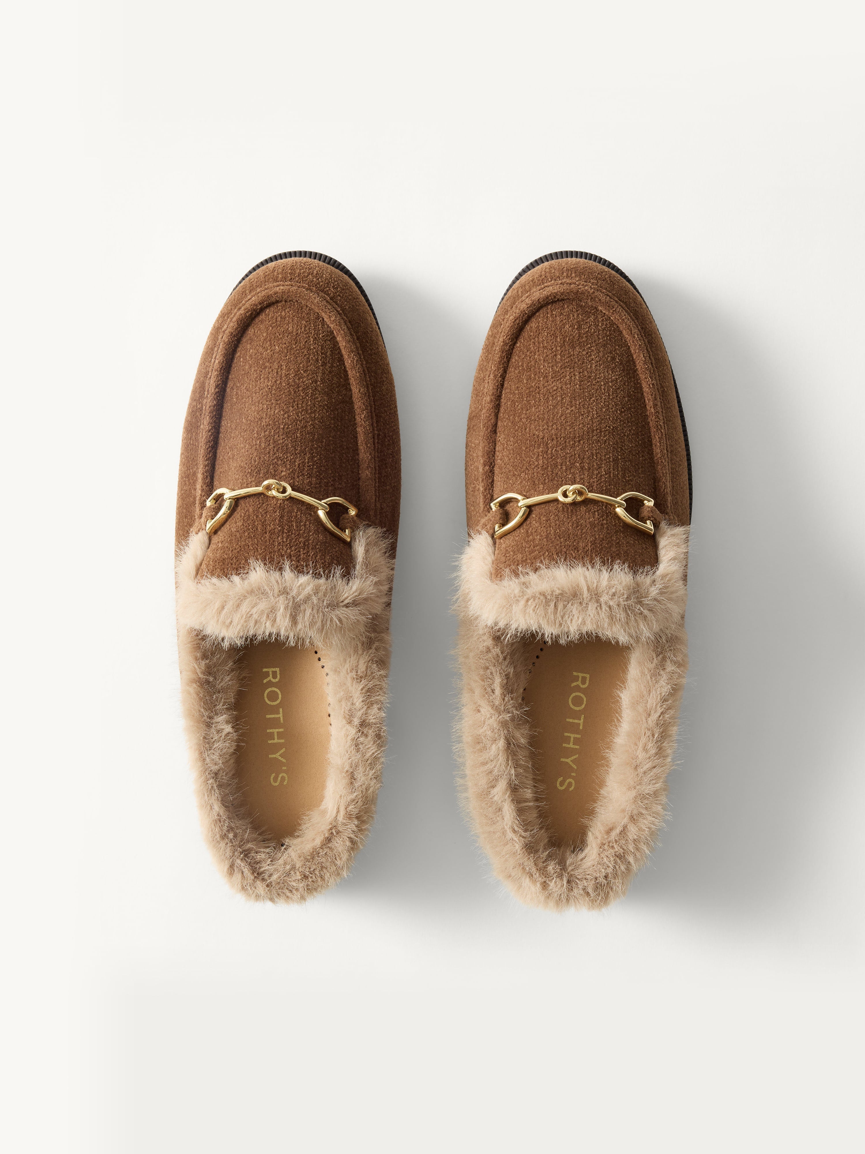 PLP | The Après Loafer Mule in ReVelvet Cinnamon shown from the top.