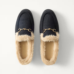PDP | The Après Loafer Mule in ReVelvet Black shown from the top.