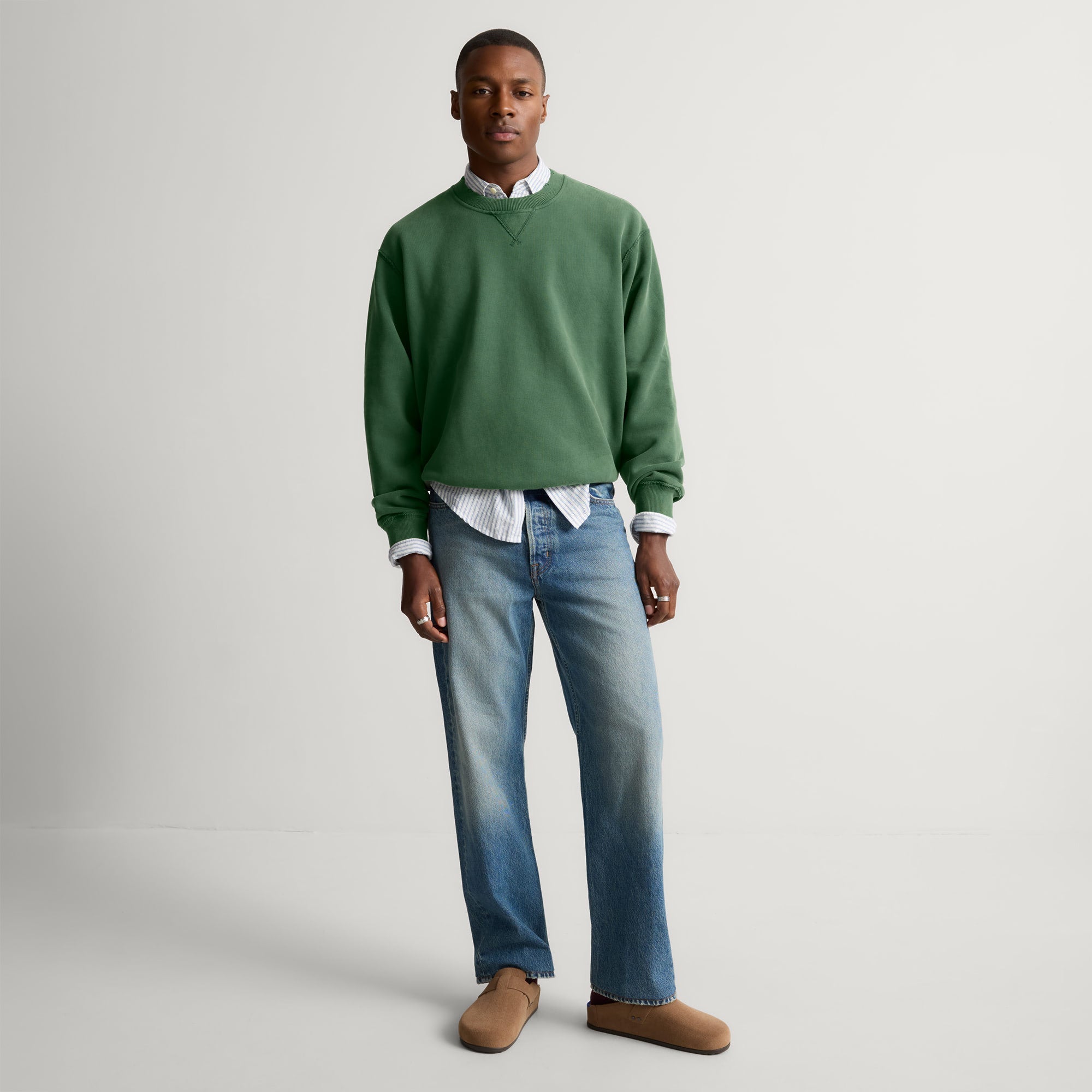 model | Alternate view of a model wearing The Men's Clog in ReVelvet™ Portobello.