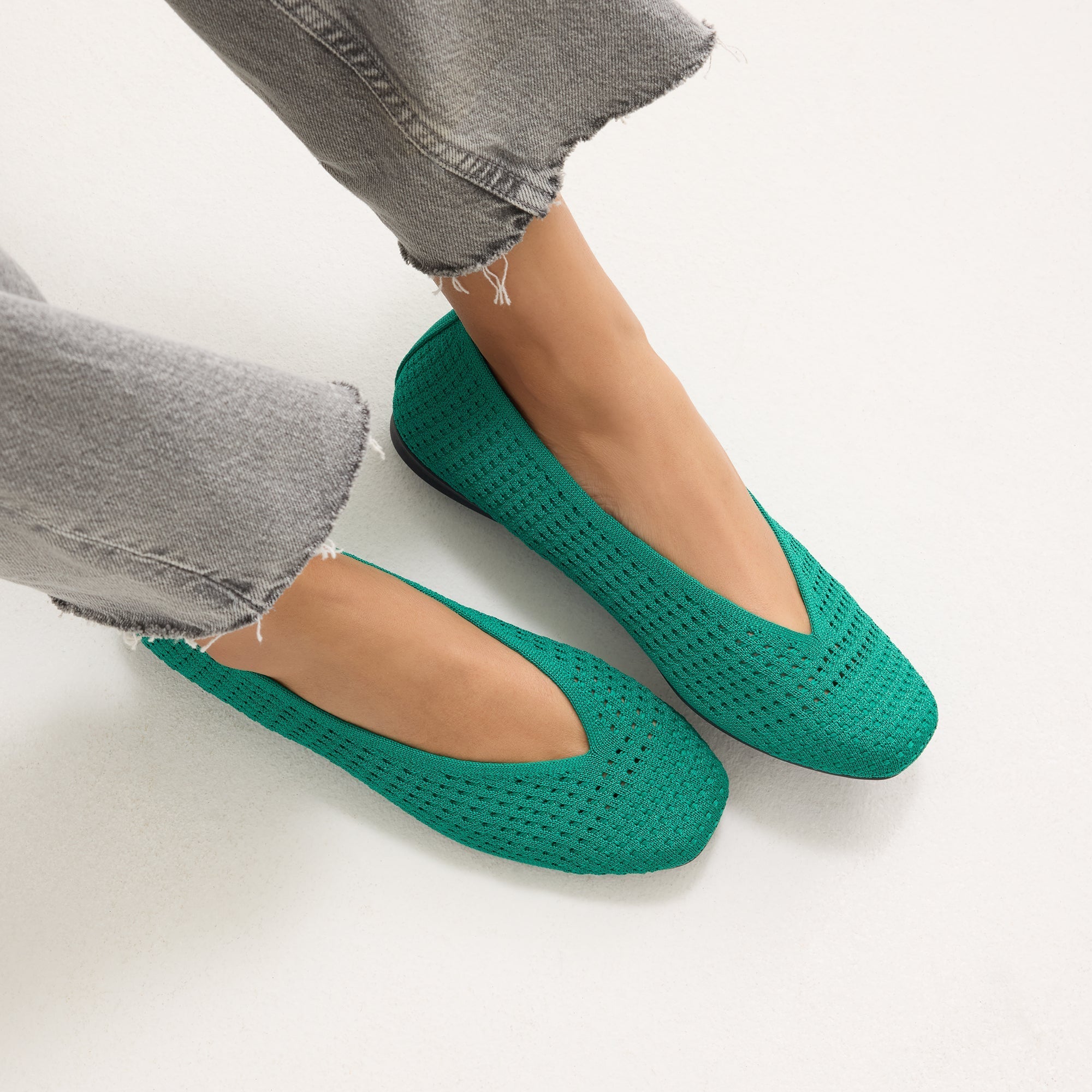 hover | Model wearing The Max Square Ballerina in Clover Mesh.