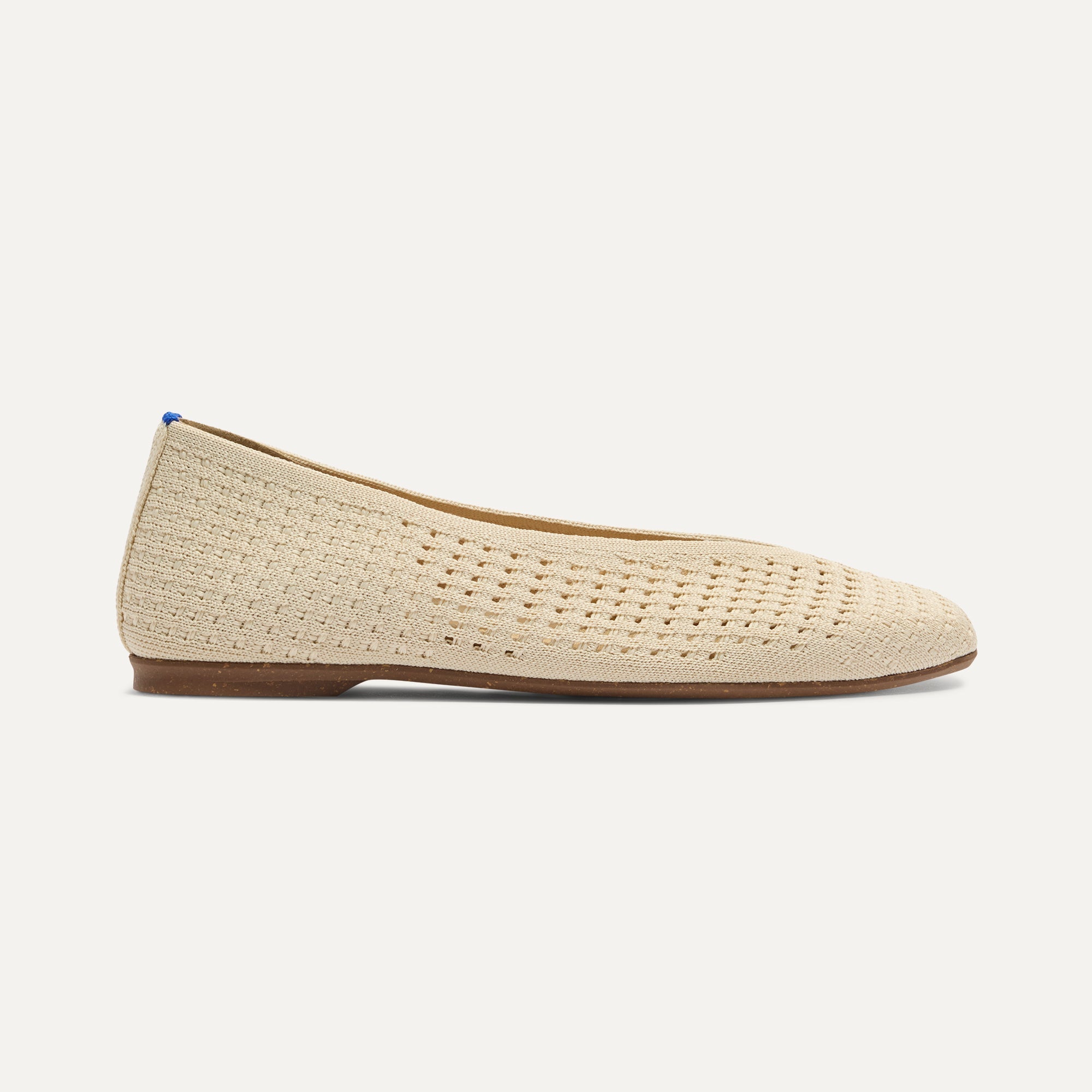 side | The Max Square Ballerina in Off White Mesh shown from the side.