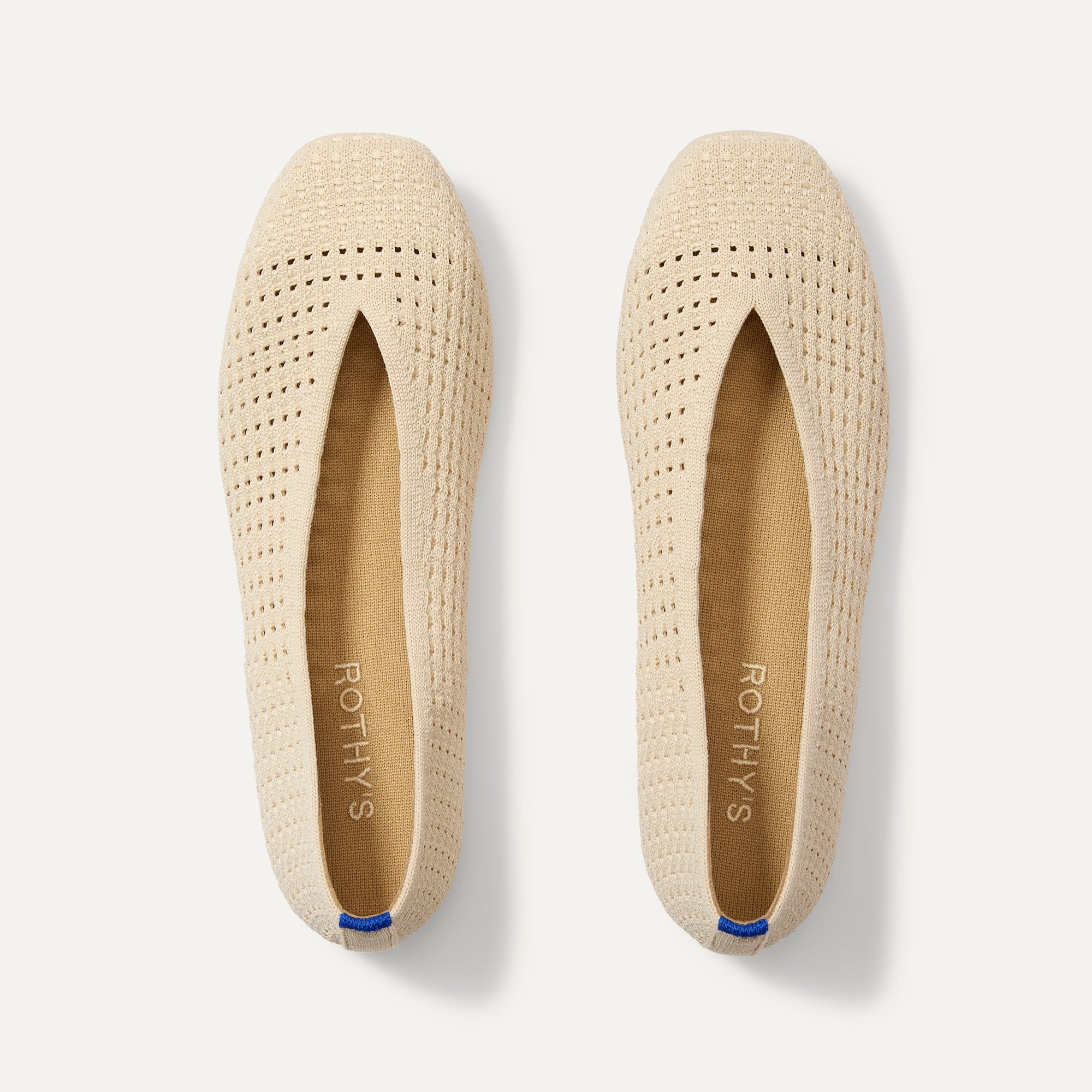 The Max Square Ballerina in Off White Mesh shown from the top.