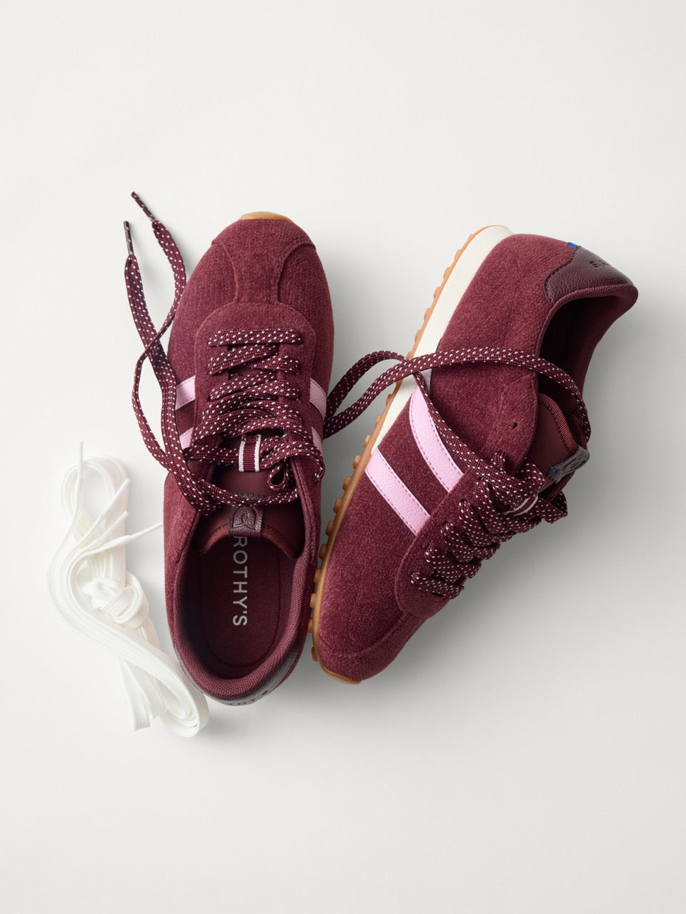 PLP |The Ivy Sneaker in ReVelvet Syrah shown from the top. 