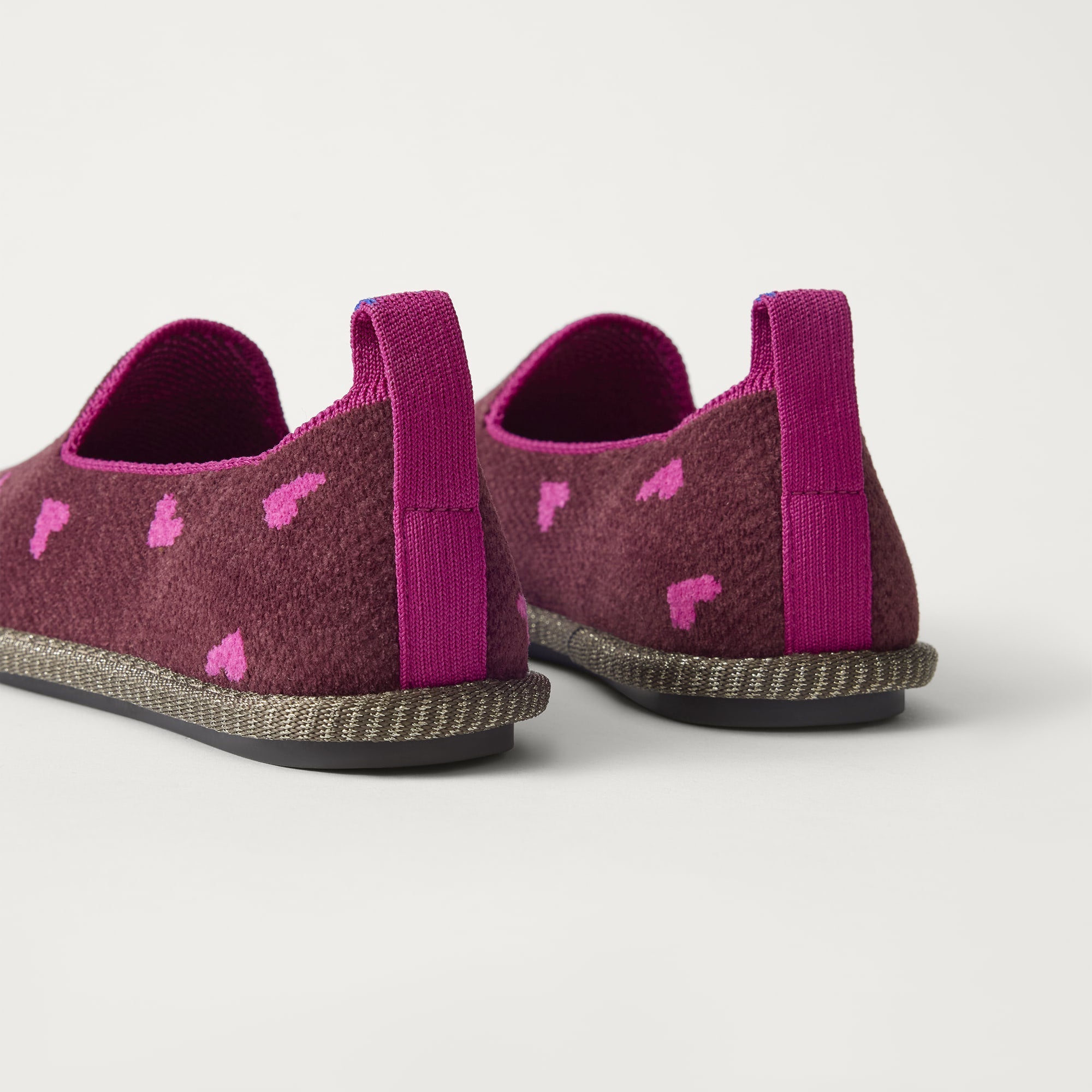 The Mini Loafer in ReVelvet™ Heartbeat shown from the back view with the heel detail.