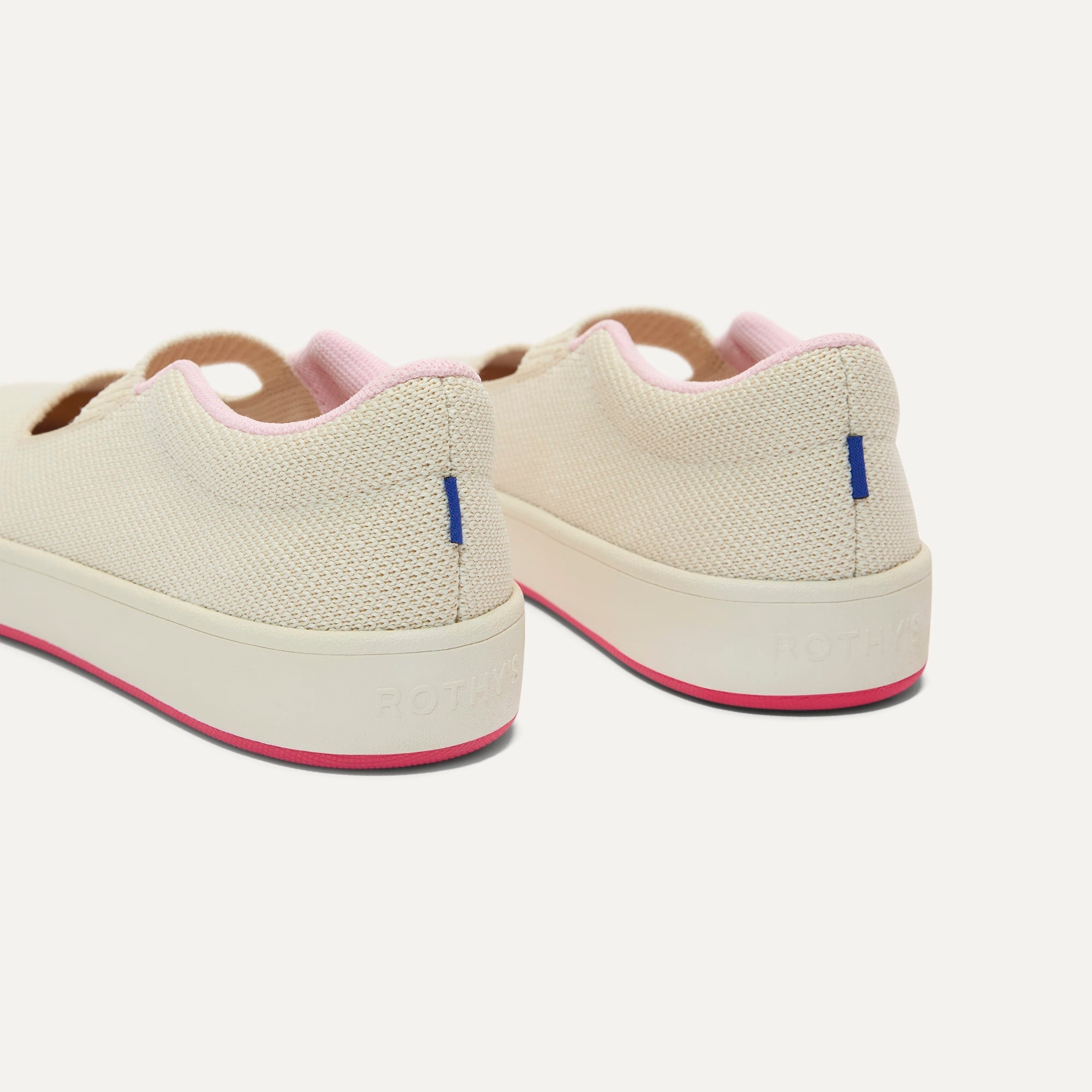 Close up of the heel of The Kids MJ Sneaker in Cream Puff.