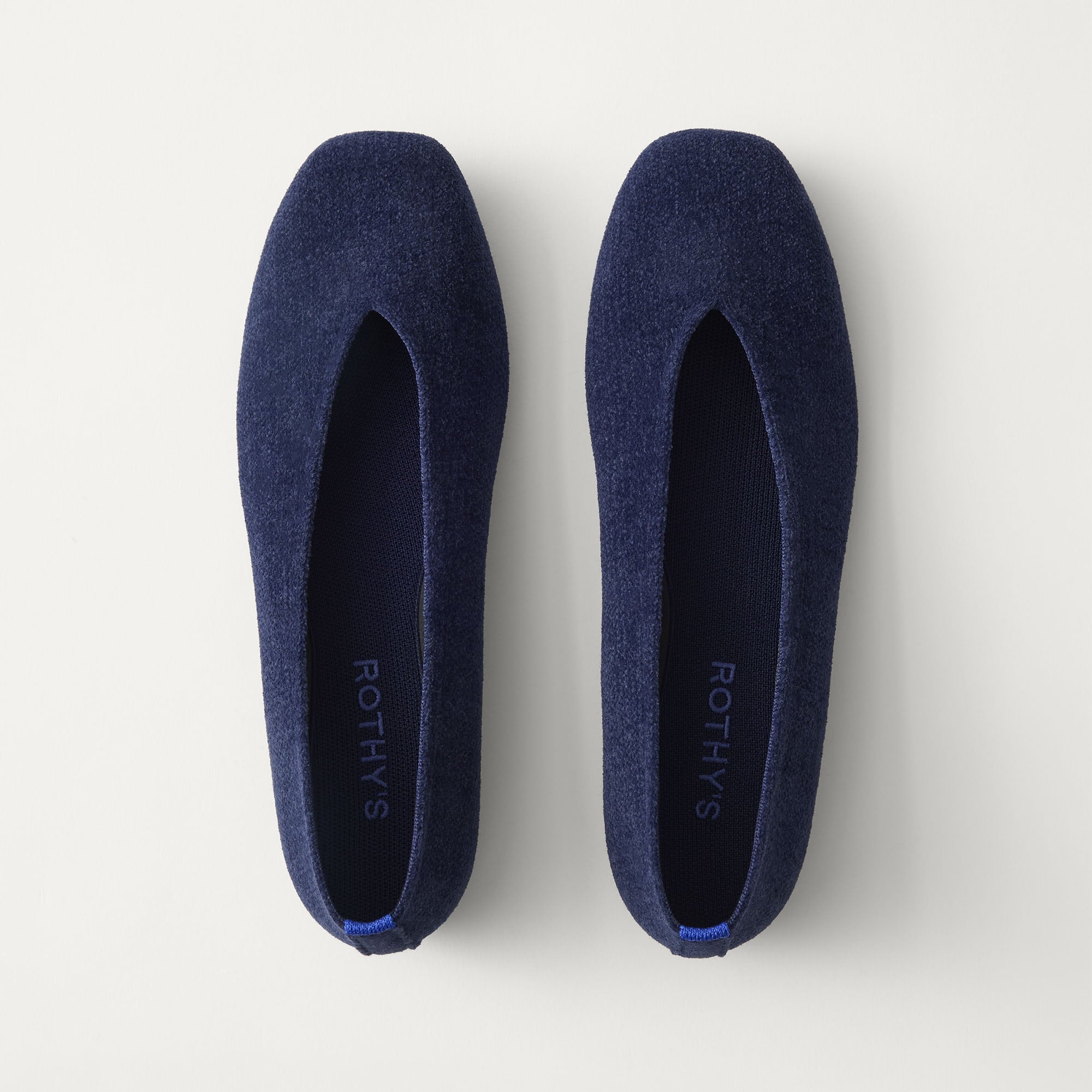 PDP |The Max Square Ballerina in ReVelvet Navy shown from the top.