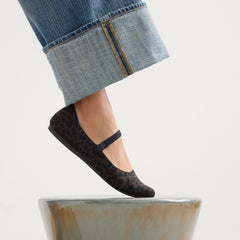 hover | Model wearing The Square Mary Jane in Classic Cheetah.